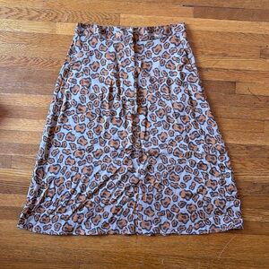 TUCKER- real silk -leopard/cheeta print midi skirt
